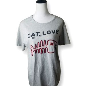 🦋YI JIA LE Cat Love Graphic  Tee